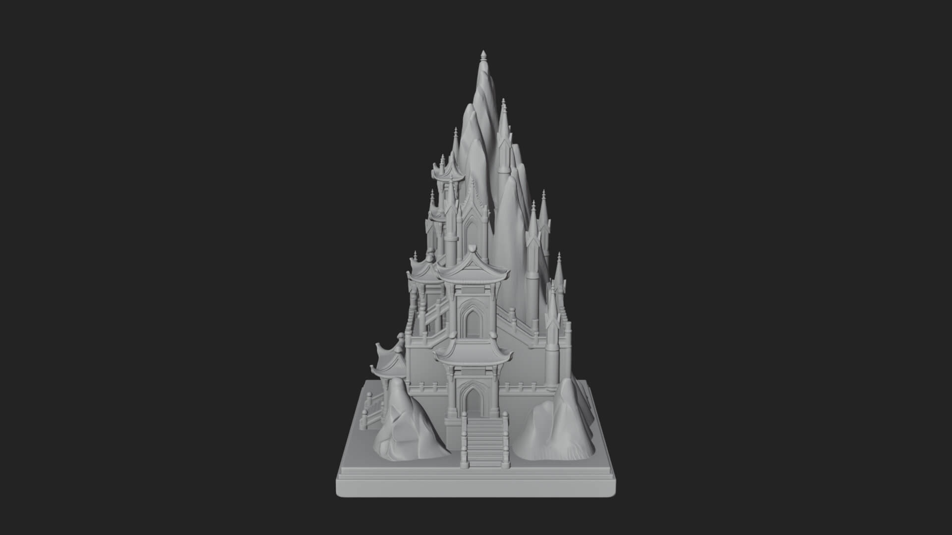 Mountain Fortress Castle Design 6 3D Print Model 3D Model