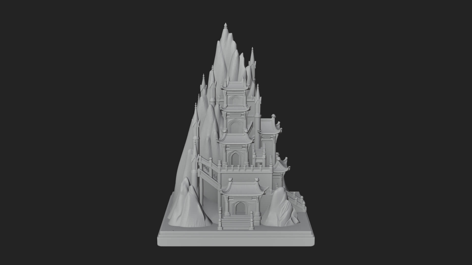 Mountain Fortress Castle Design 6 3D Print Model 3D Model