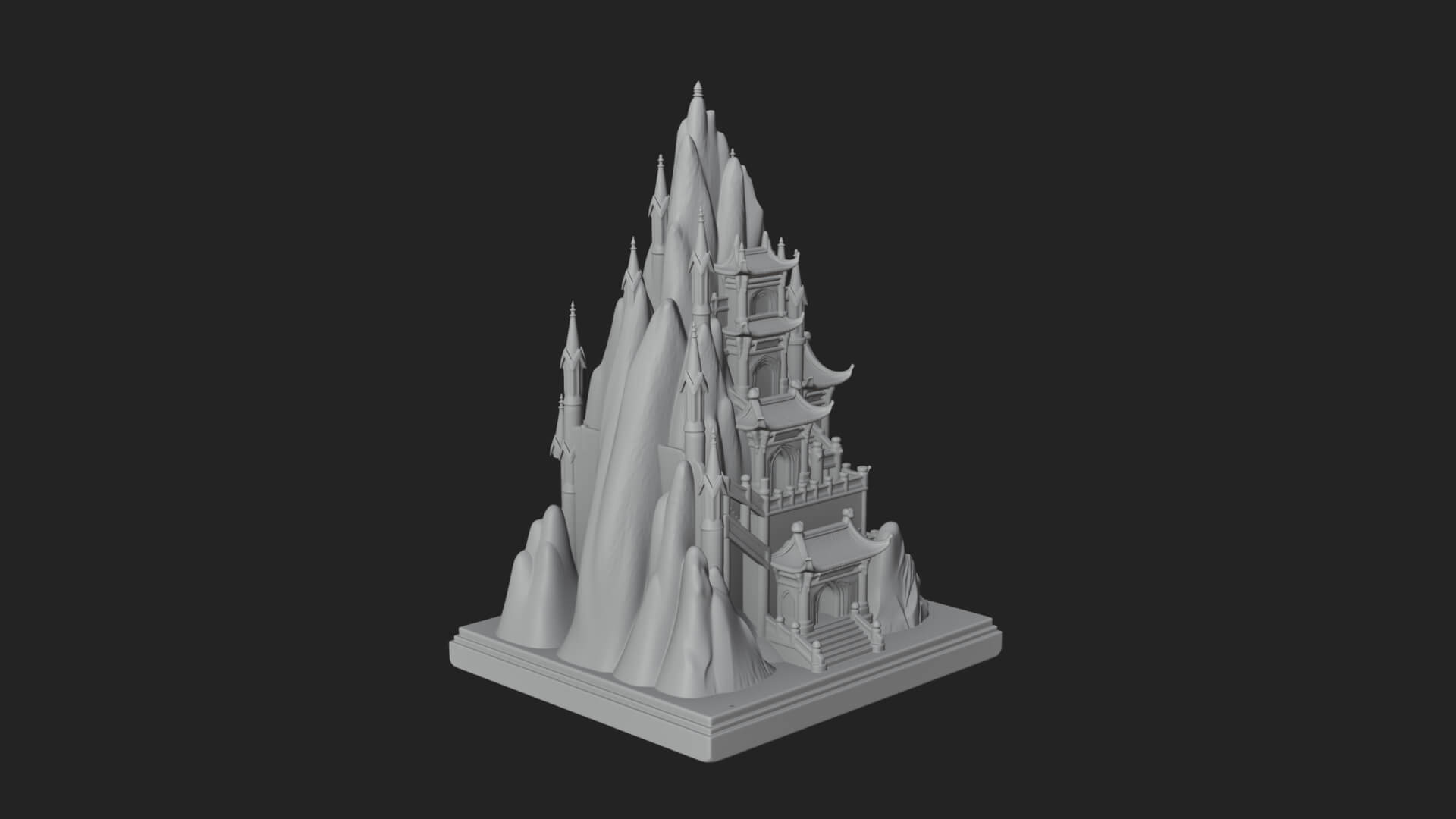Mountain Fortress Castle Design 6 3D Print Model 3D Model