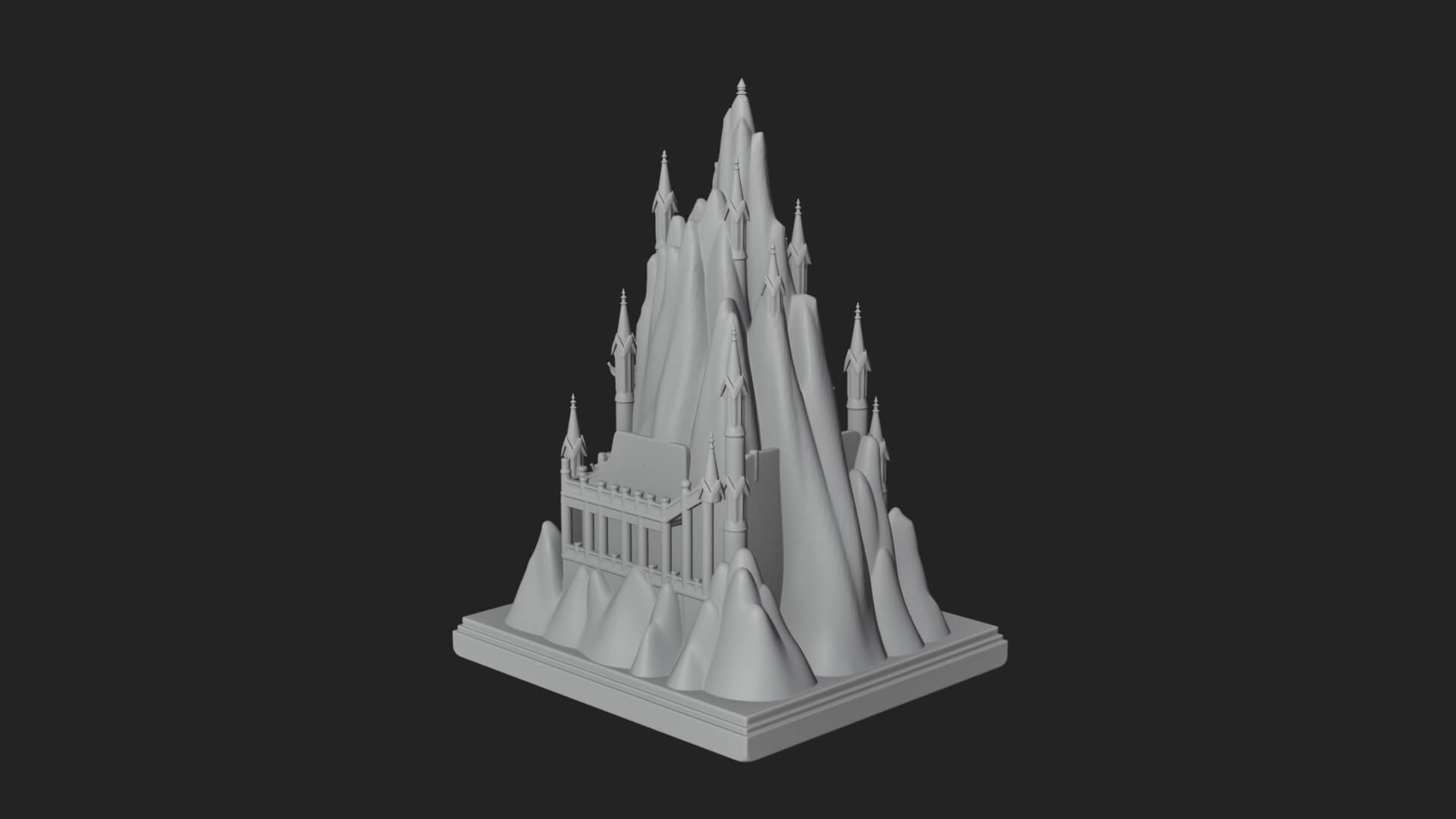 Mountain Fortress Castle Design 6 3D Print Model 3D Model