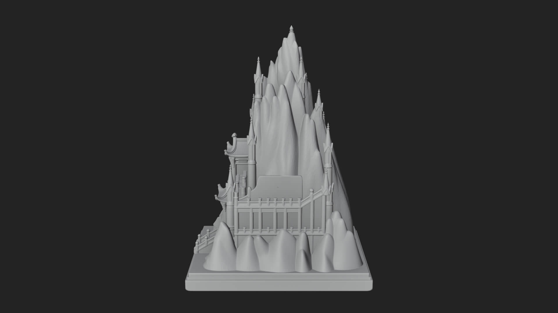 Mountain Fortress Castle Design 6 3D Print Model 3D Model