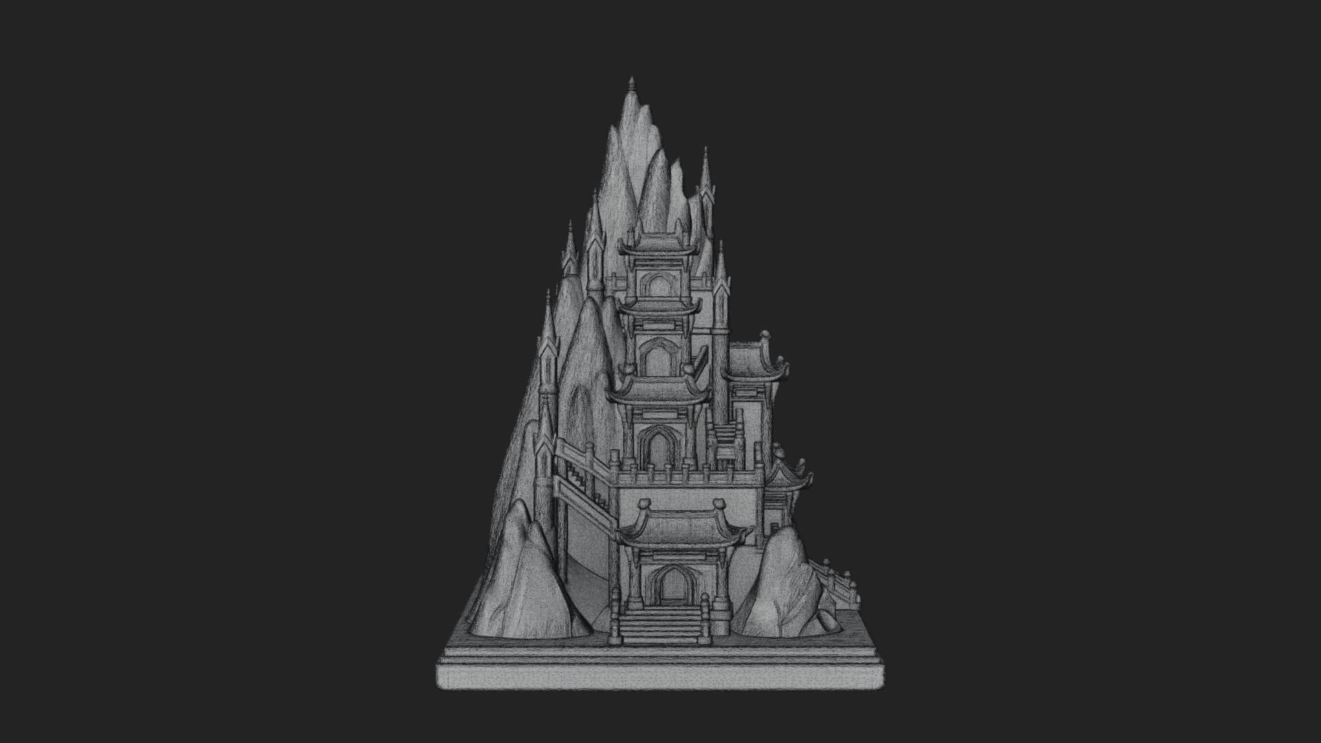Mountain Fortress Castle Design 6 3D Print Model 3D Model