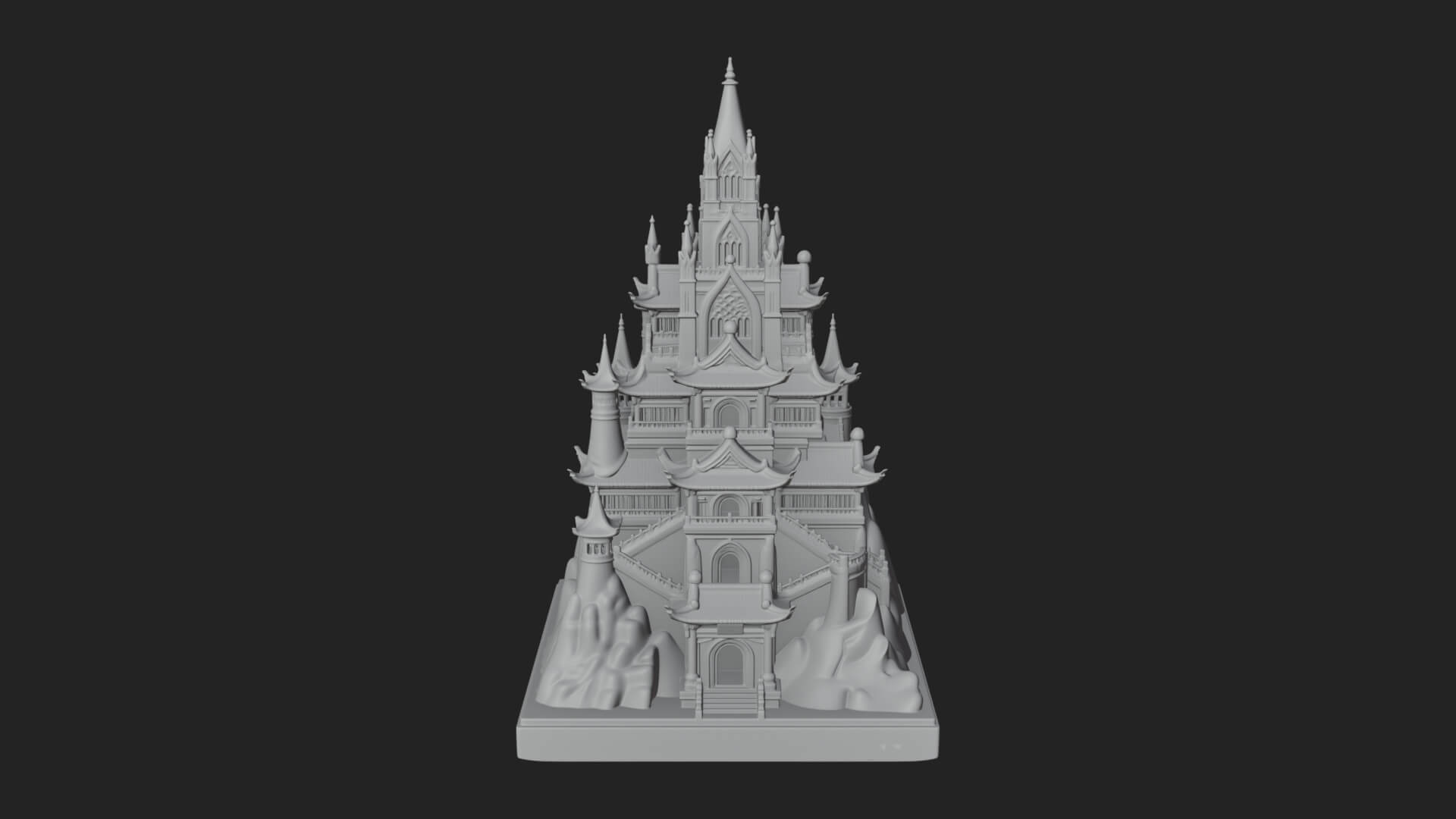 Mountain Fortress Castle Design 7 3D Print Model 3D Model