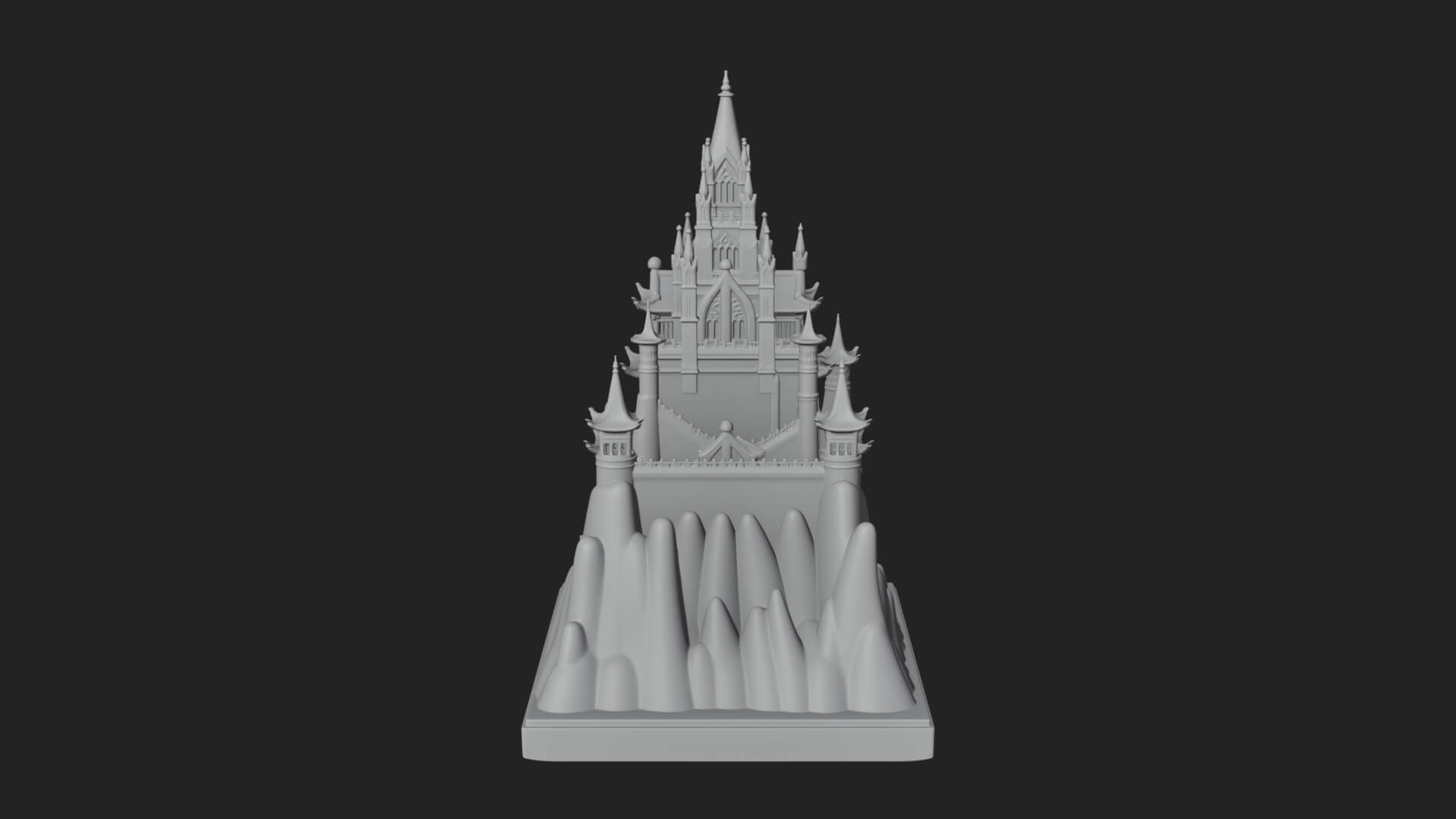 Mountain Fortress Castle Design 7 3D Print Model 3D Model