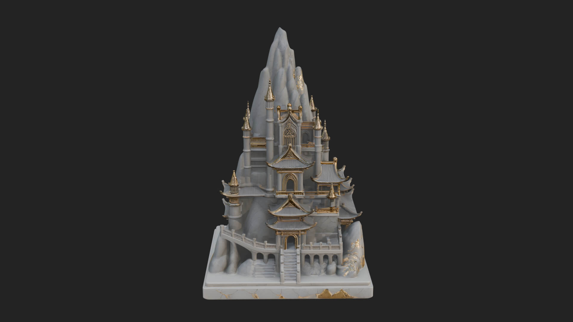 Mountain Fortress Castle Design 8 3D Print Model 3D Model