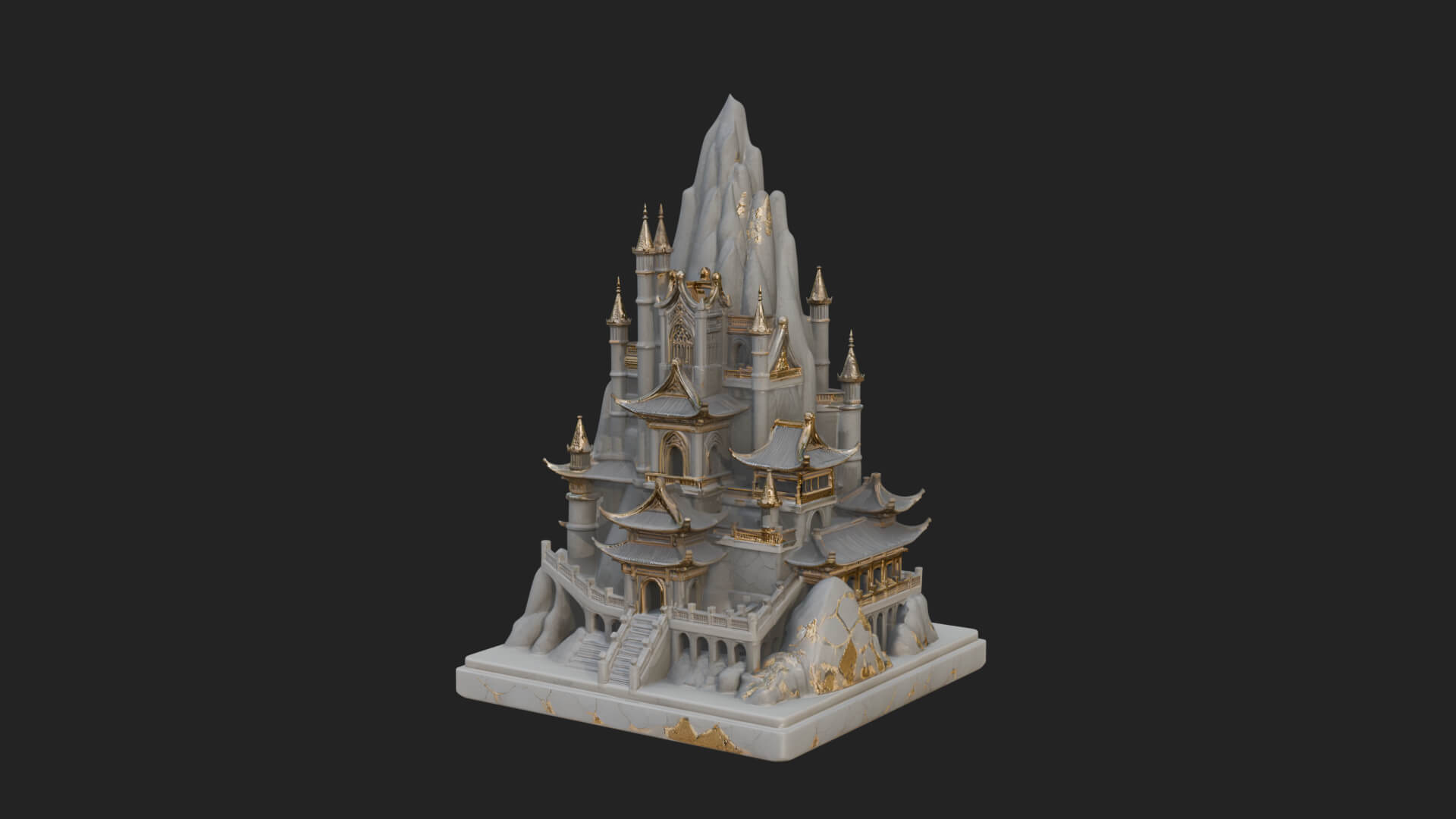 Mountain Fortress Castle Design 8 3D Print Model 3D Model