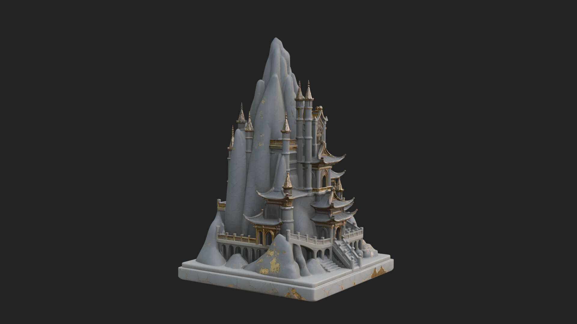 Mountain Fortress Castle Design 8 3D Print Model 3D Model