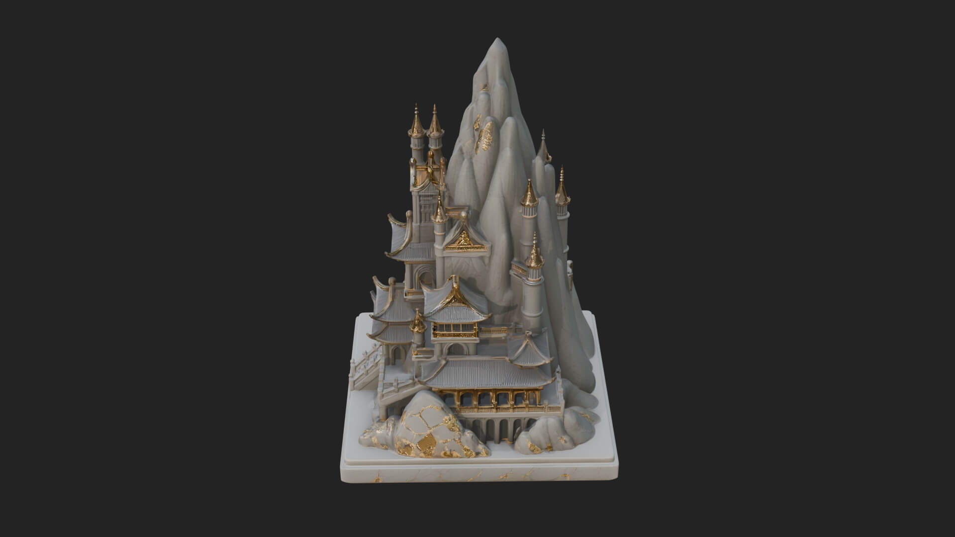 Mountain Fortress Castle Design 8 3D Print Model 3D Model