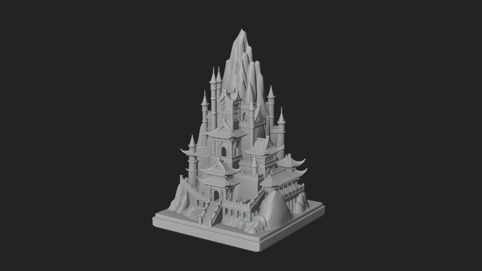 Mountain Fortress Castle Design 8 3D Print Model 3D Model