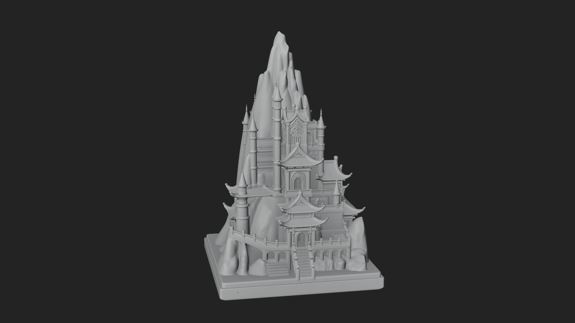 Mountain Fortress Castle Design 8 3D Print Model 3D Model