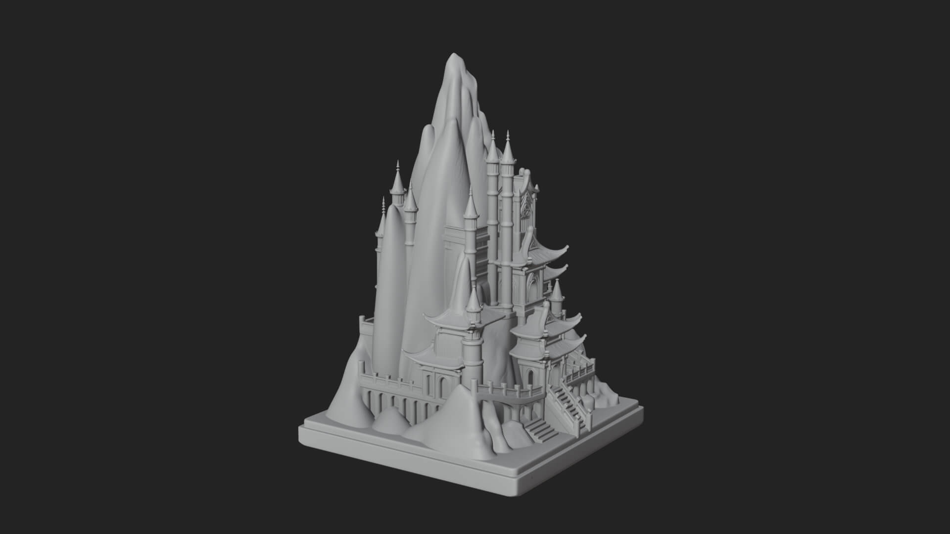 Mountain Fortress Castle Design 8 3D Print Model 3D Model