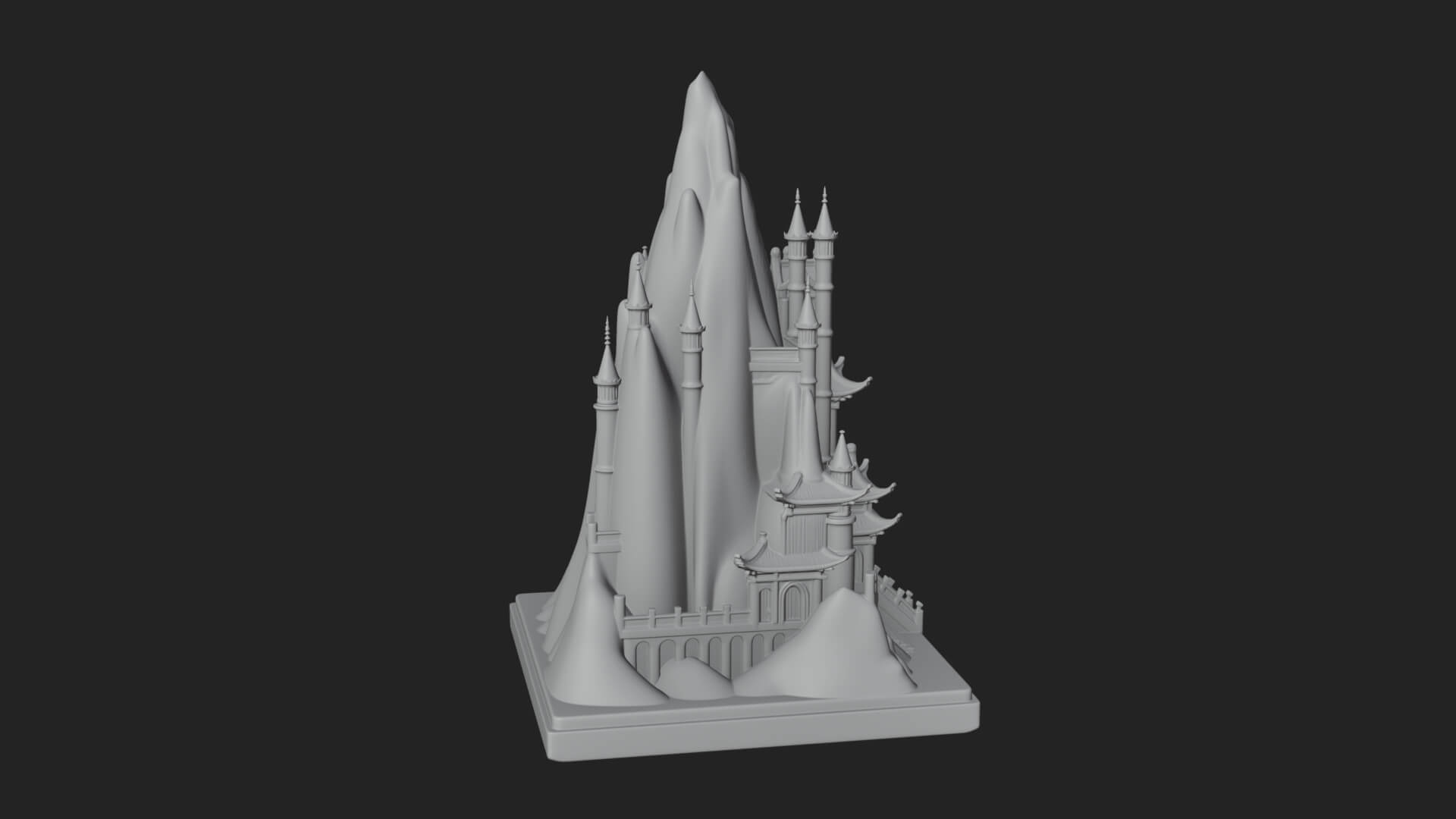 Mountain Fortress Castle Design 8 3D Print Model 3D Model