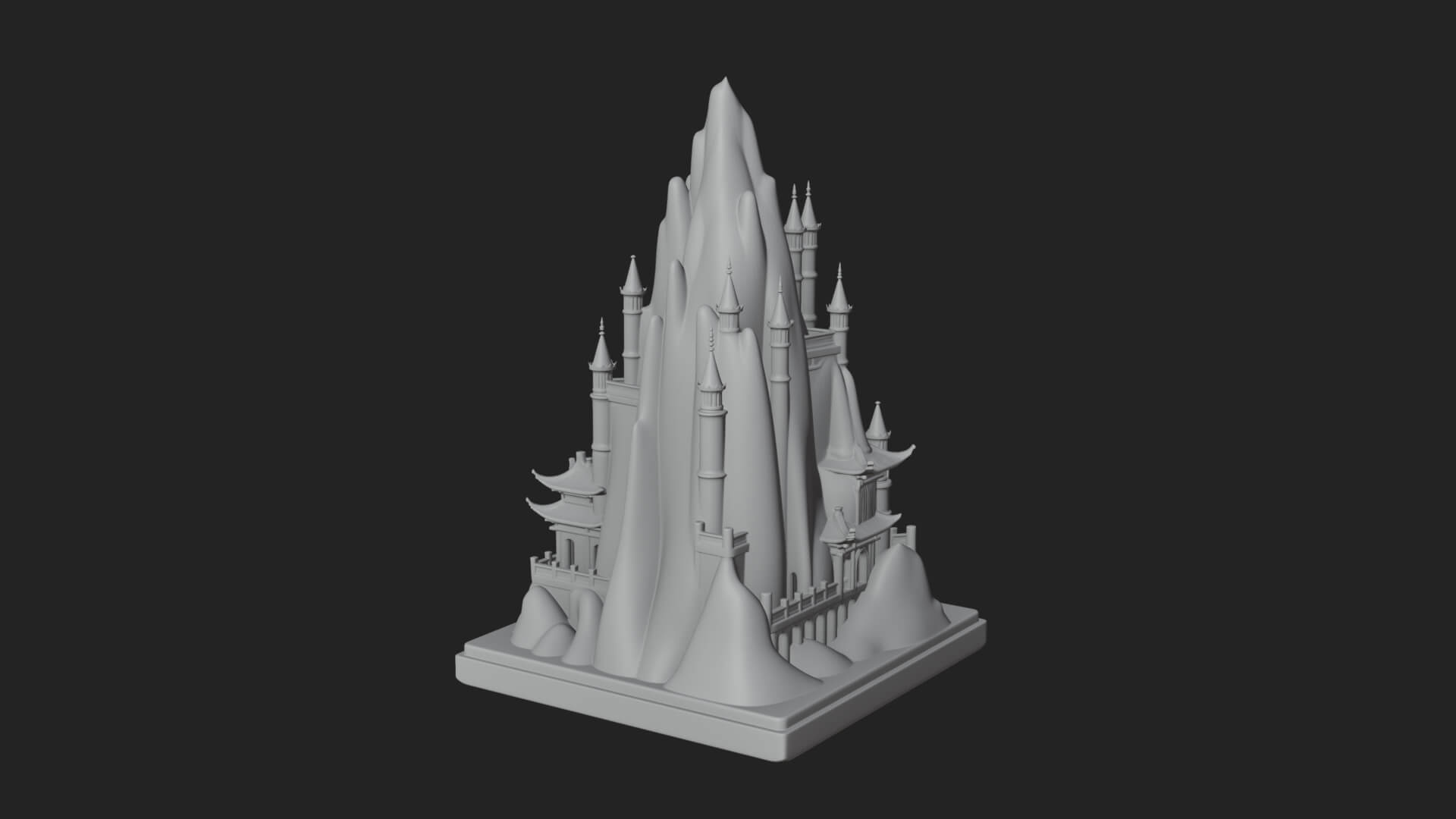 Mountain Fortress Castle Design 8 3D Print Model 3D Model