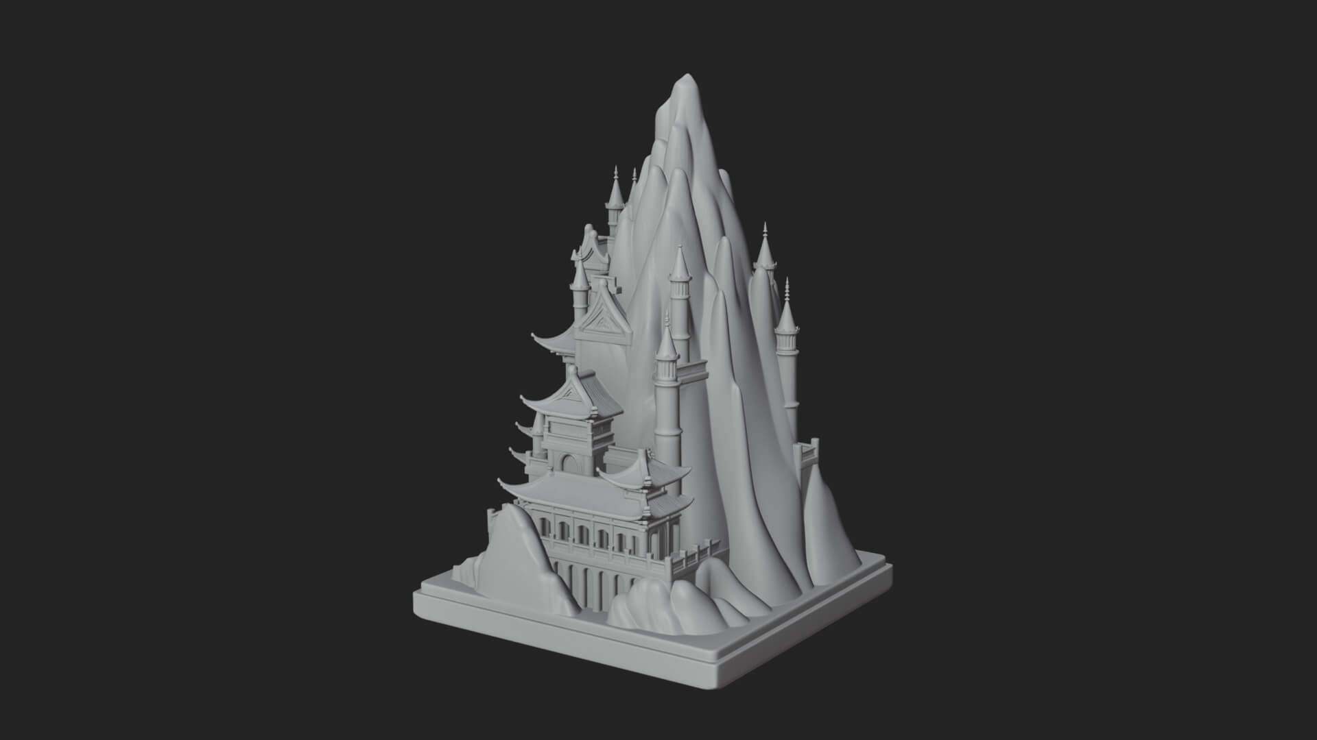 Mountain Fortress Castle Design 8 3D Print Model 3D Model