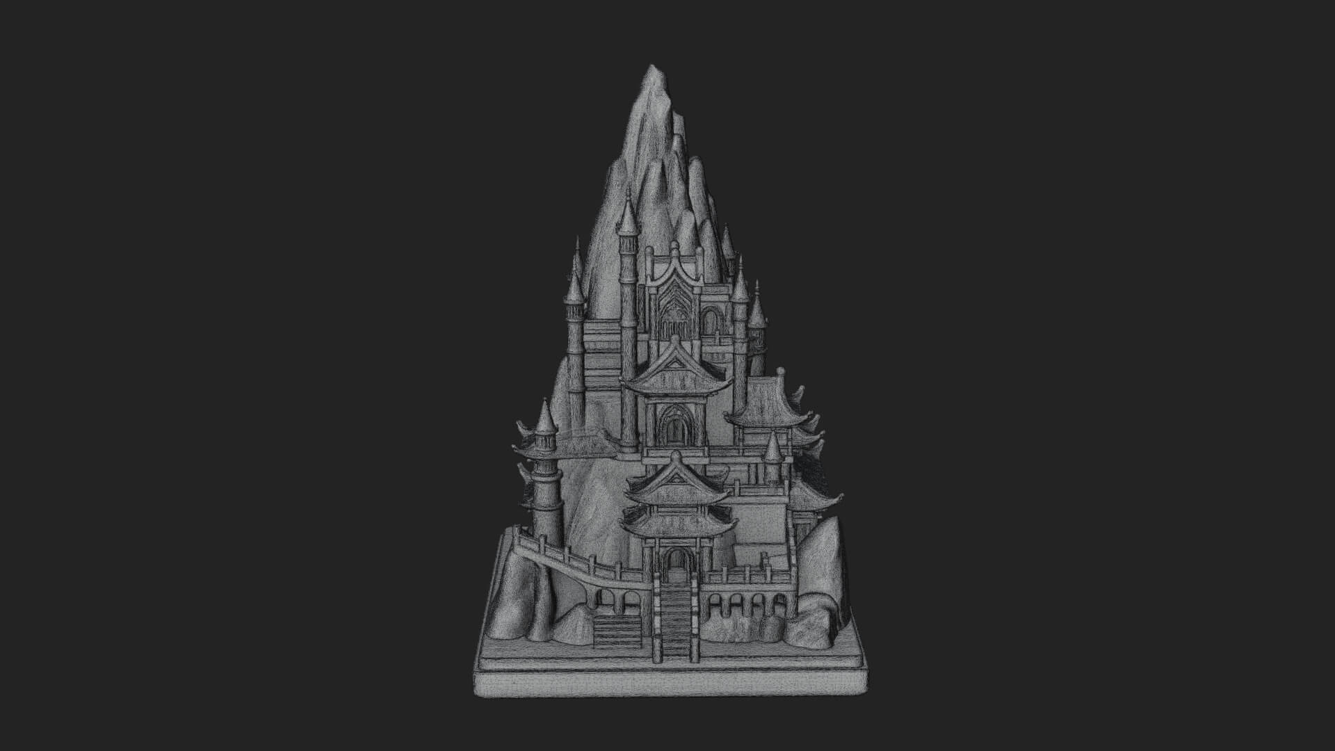 Mountain Fortress Castle Design 8 3D Print Model 3D Model