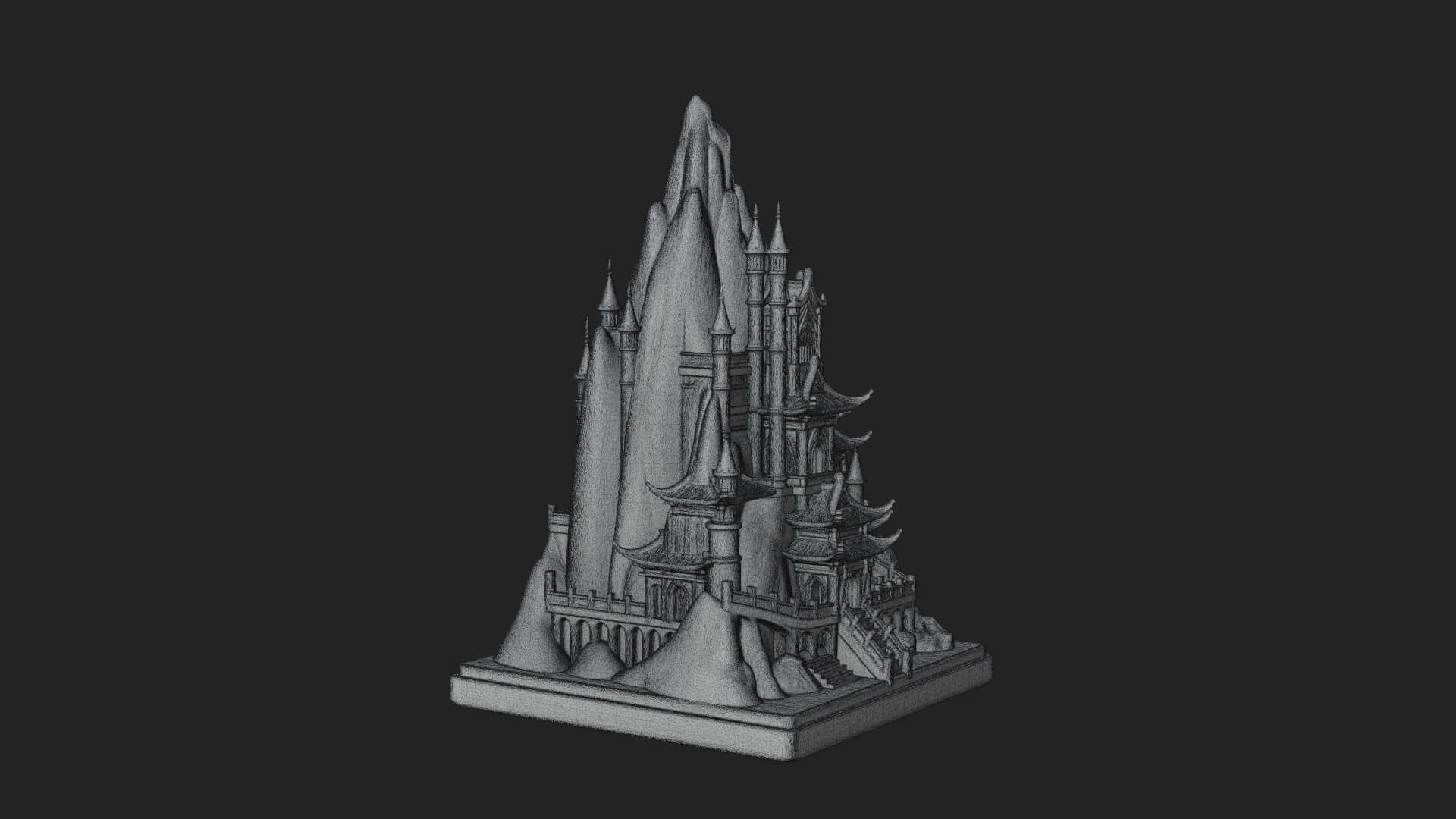 Mountain Fortress Castle Design 8 3D Print Model 3D Model
