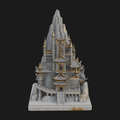 Mountain Fortress Castle Design 8 3D Print Model