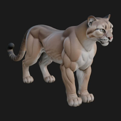 Mountain Lion Statue Design 1 3D Print Model