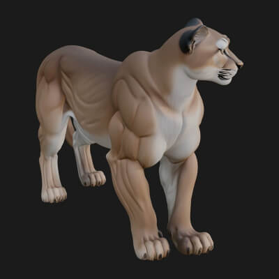 Mountain Lion Statue Design 2 3D Print Model