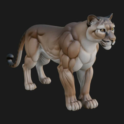Mountain Lion Statue Design 3 3D Print Model