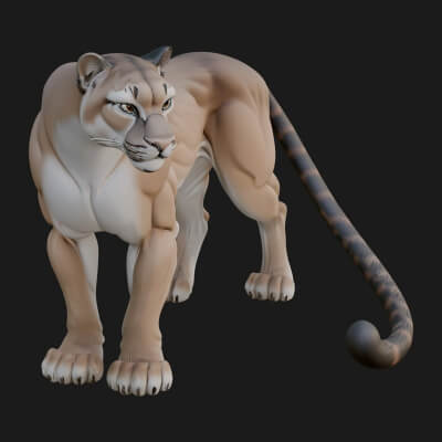 Mountain Lion Statue Design 4 3D Print Model