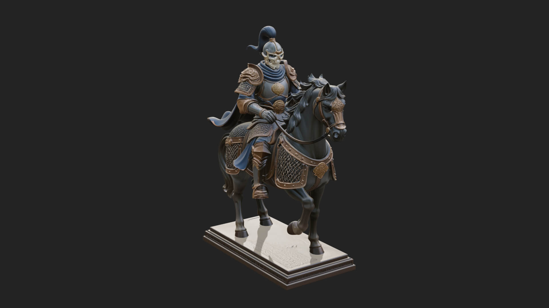 Mounted Armored General Statue Design 1 3D Print Model 3D Model