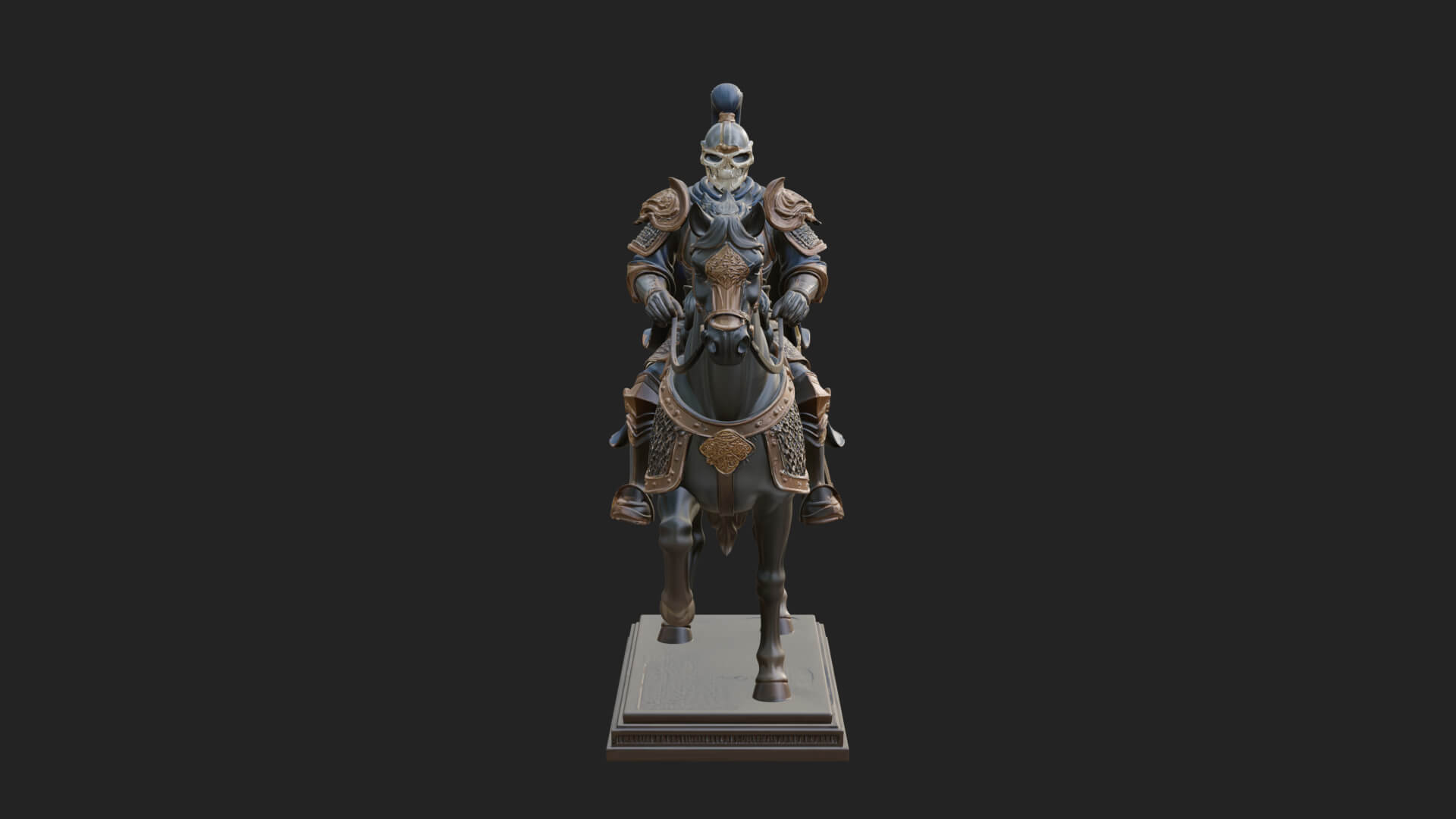 Mounted Armored General Statue Design 1 3D Print Model 3D Model