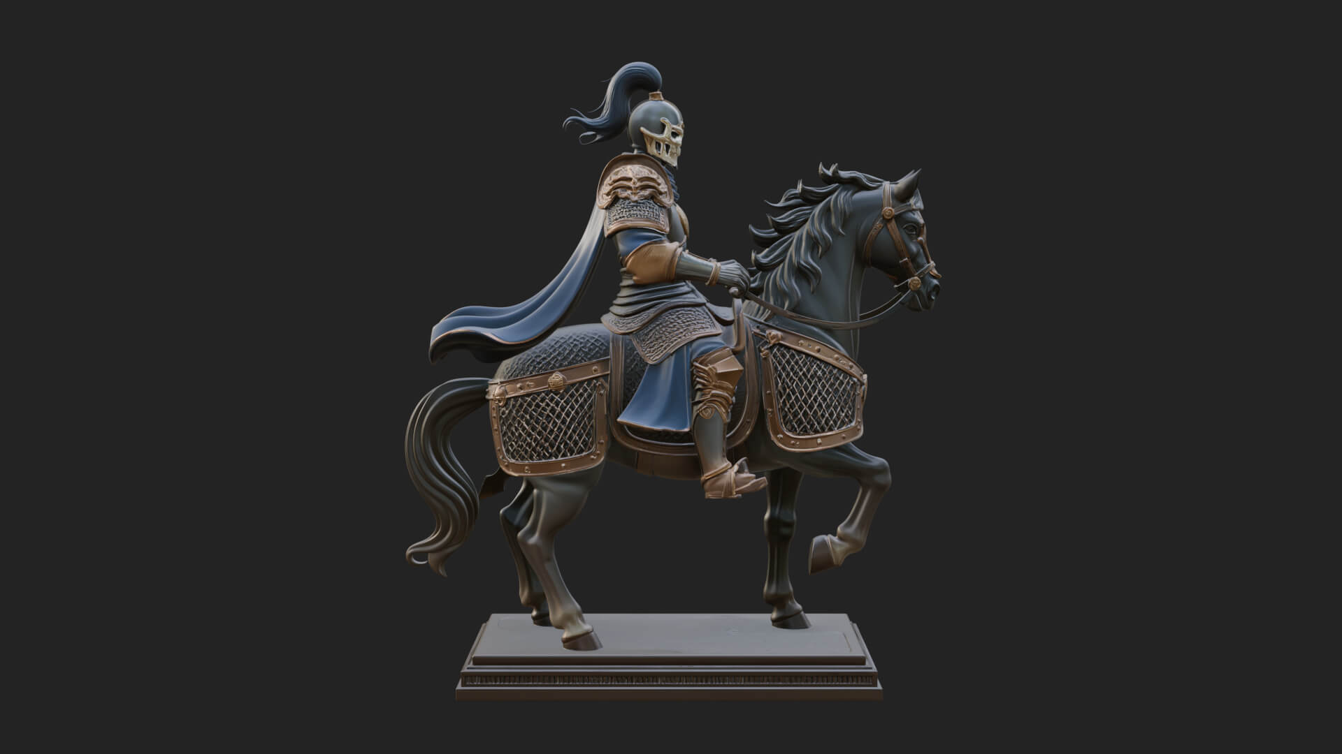 Mounted Armored General Statue Design 1 3D Print Model 3D Model