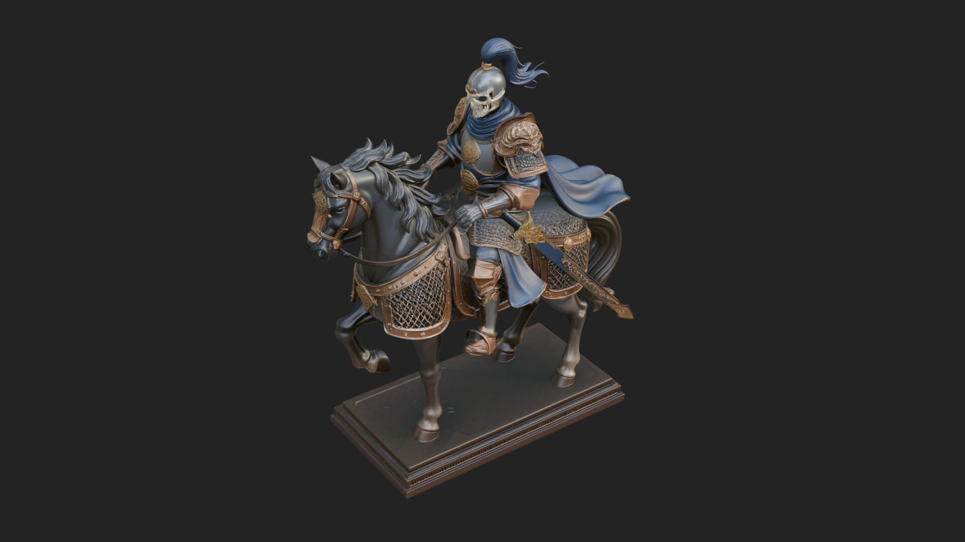 Mounted Armored General Statue Design 1 3D Print Model 3D Model