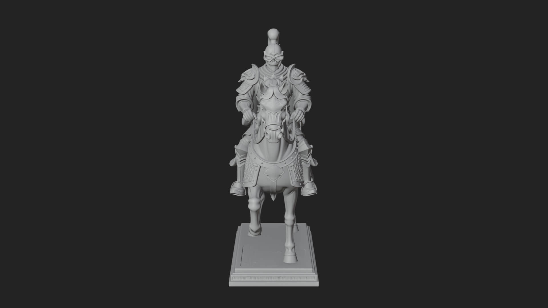 Mounted Armored General Statue Design 1 3D Print Model 3D Model