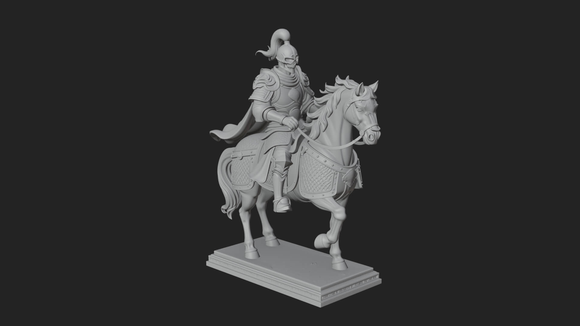 Mounted Armored General Statue Design 1 3D Print Model 3D Model