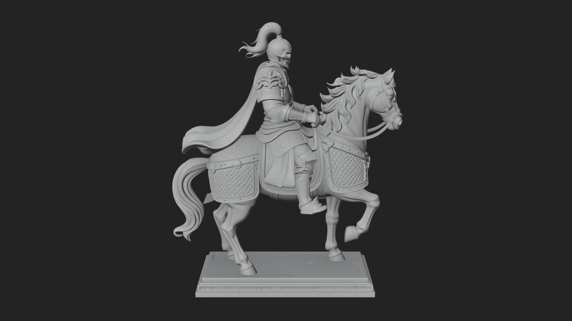 Mounted Armored General Statue Design 1 3D Print Model 3D Model