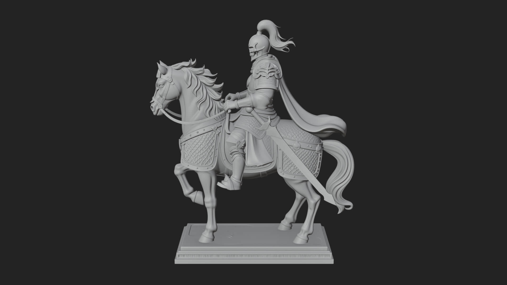 Mounted Armored General Statue Design 1 3D Print Model 3D Model