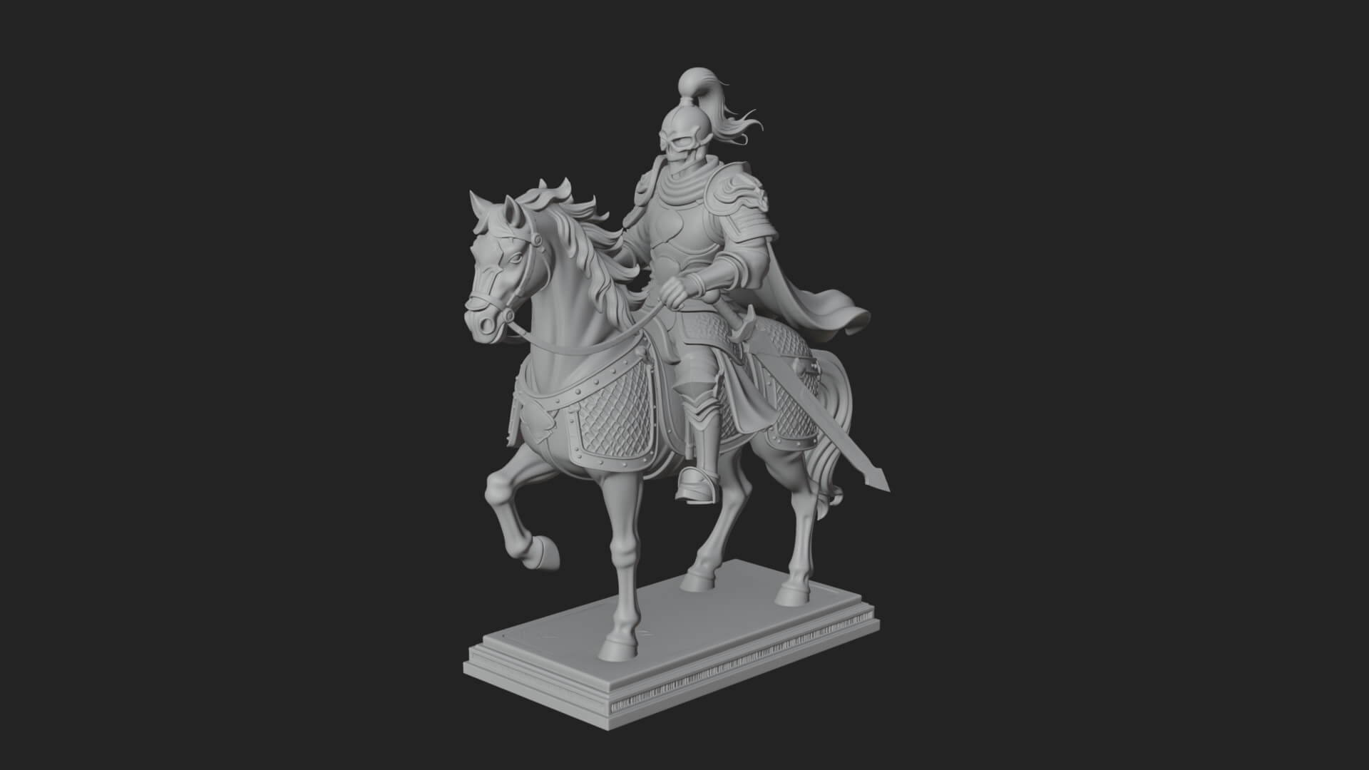 Mounted Armored General Statue Design 1 3D Print Model 3D Model