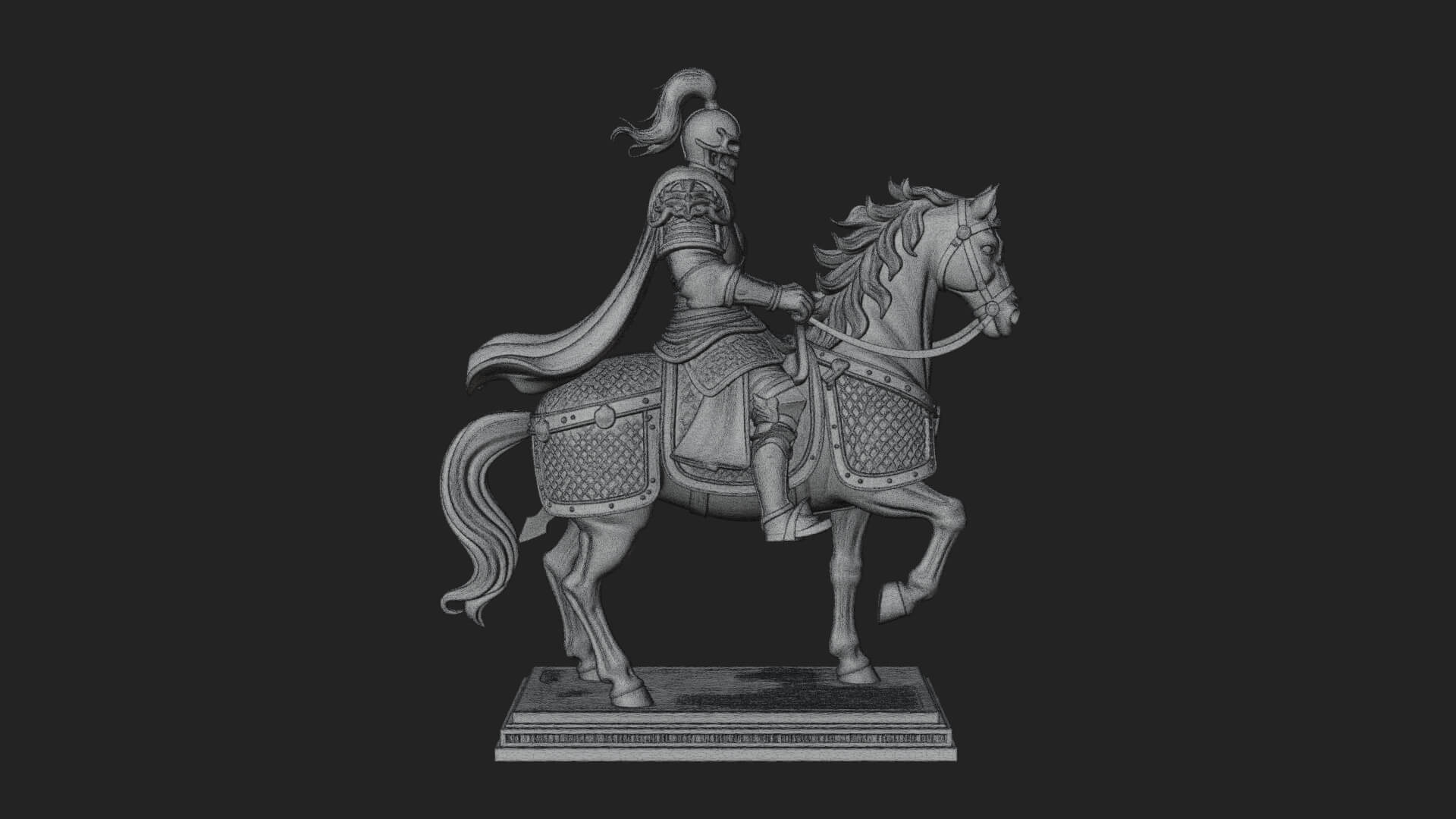 Mounted Armored General Statue Design 1 3D Print Model 3D Model