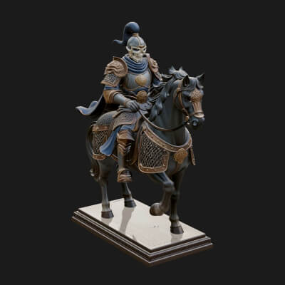 Mounted Armored General Statue Design 1 3D Print Model