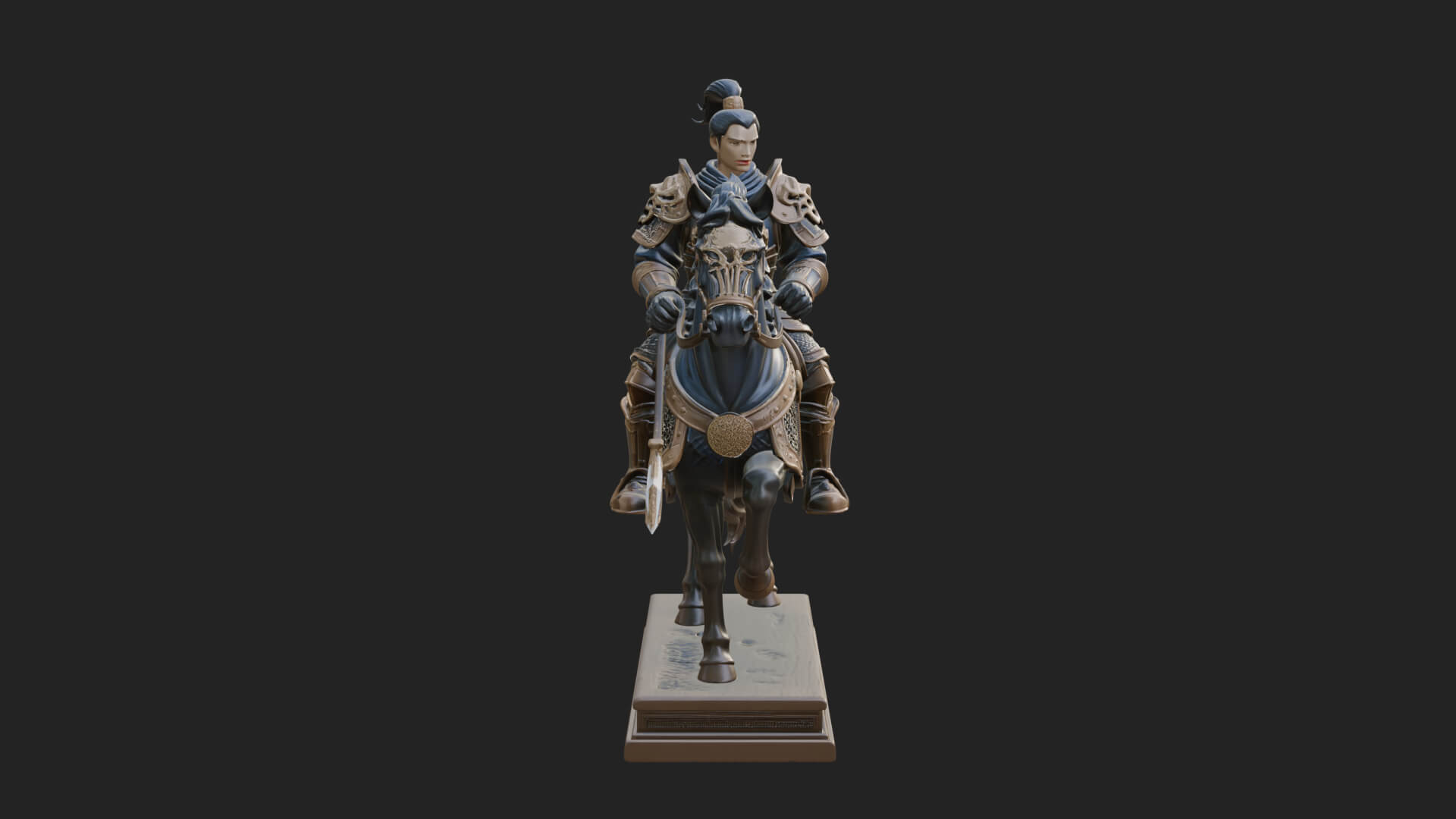 Mounted Armored General Statue Design 2 3D Print Model 3D Model