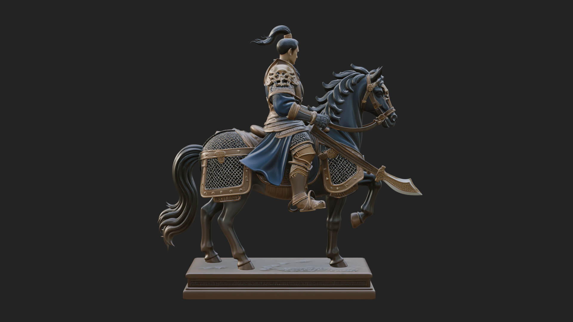 Mounted Armored General Statue Design 2 3D Print Model 3D Model