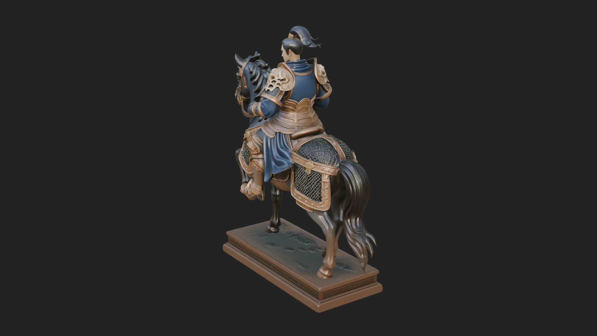 Mounted Armored General Statue Design 2 3D Print Model 3D Model
