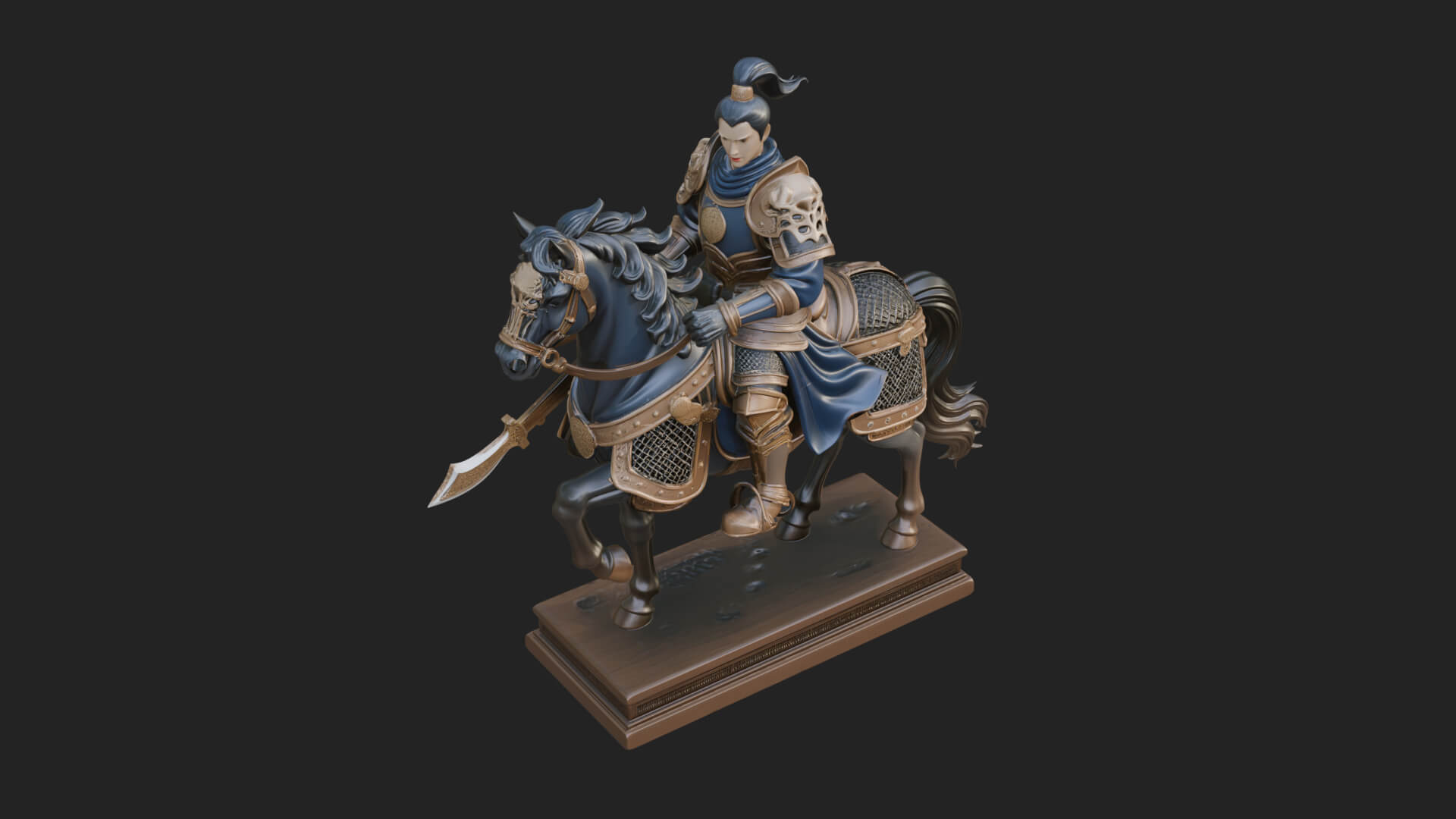Mounted Armored General Statue Design 2 3D Print Model 3D Model
