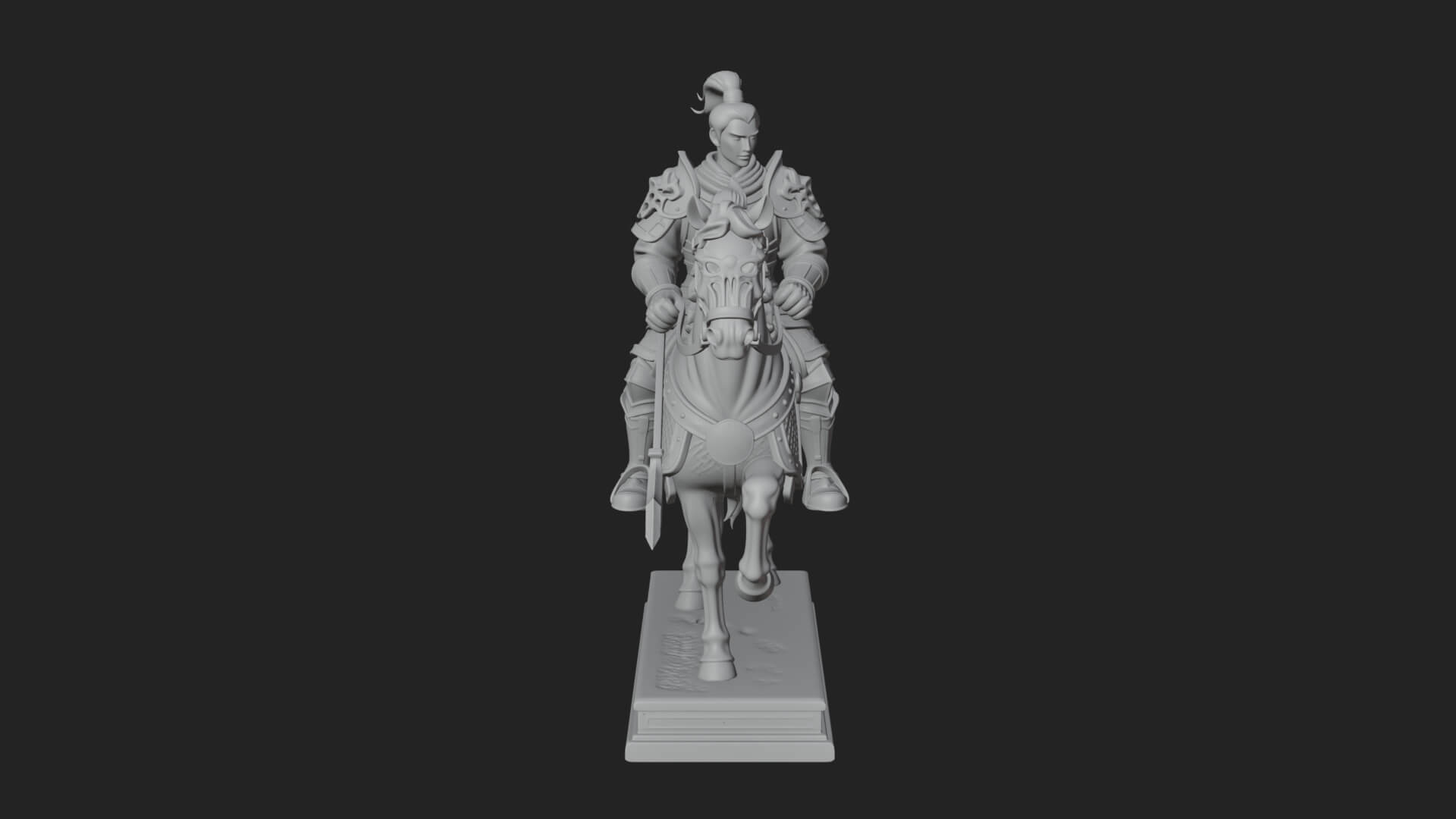 Mounted Armored General Statue Design 2 3D Print Model 3D Model