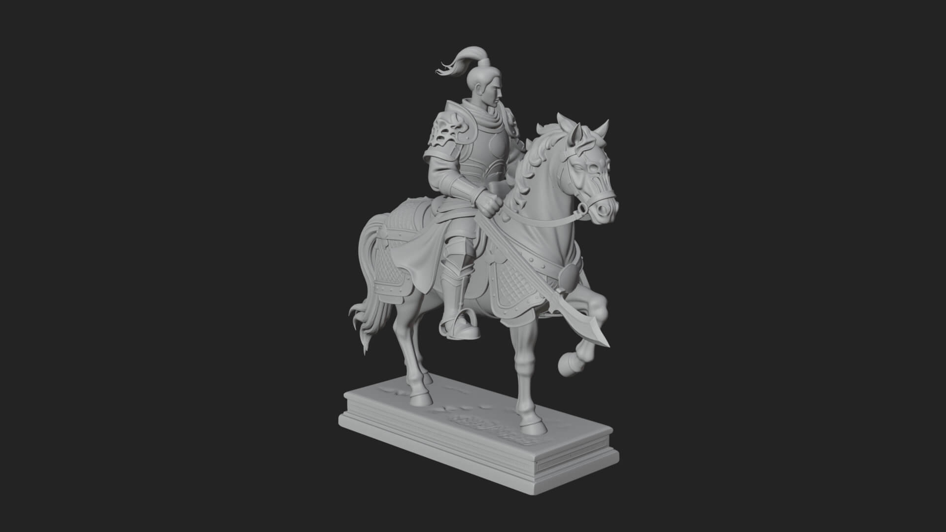 Mounted Armored General Statue Design 2 3D Print Model 3D Model