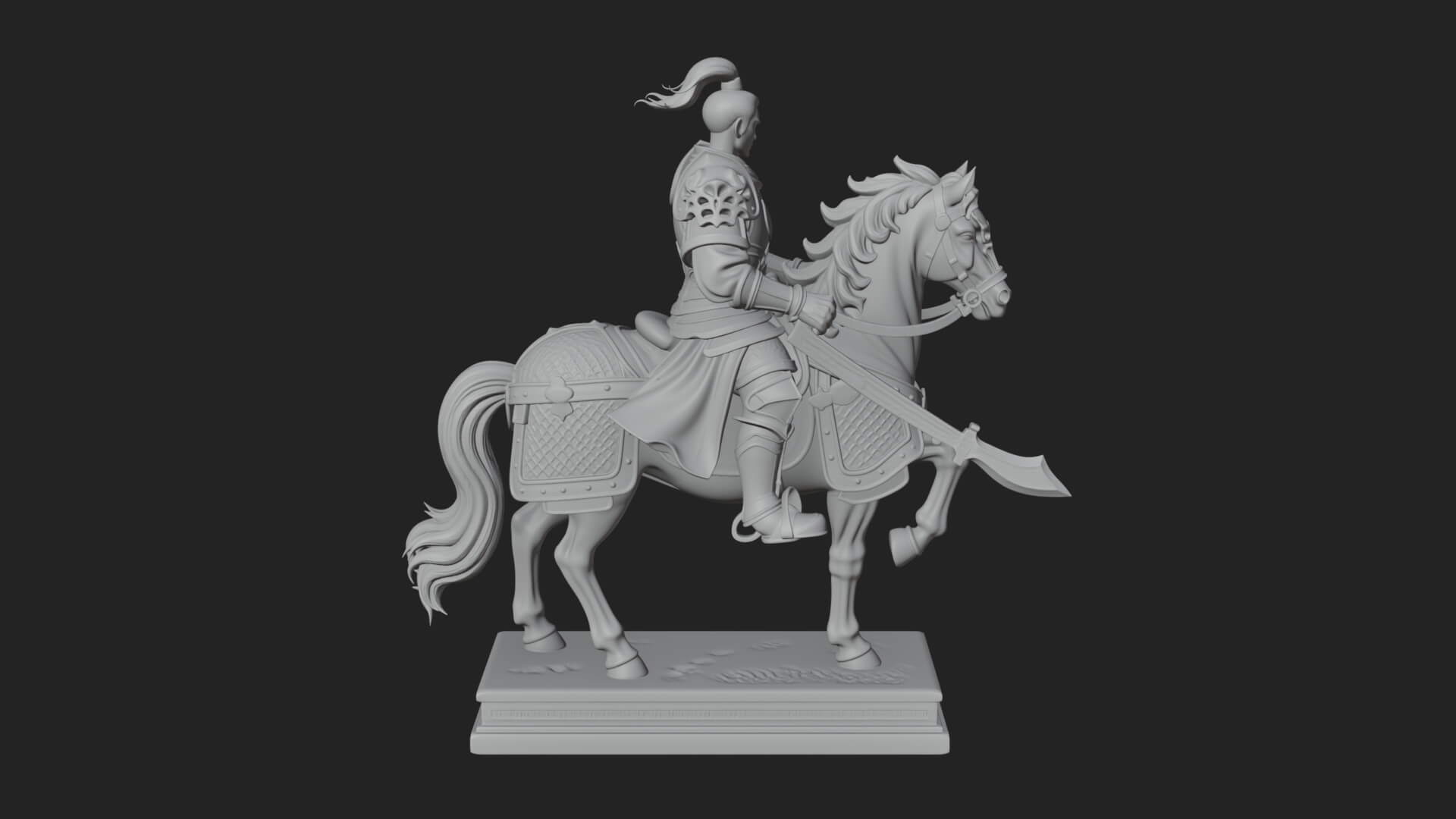 Mounted Armored General Statue Design 2 3D Print Model 3D Model