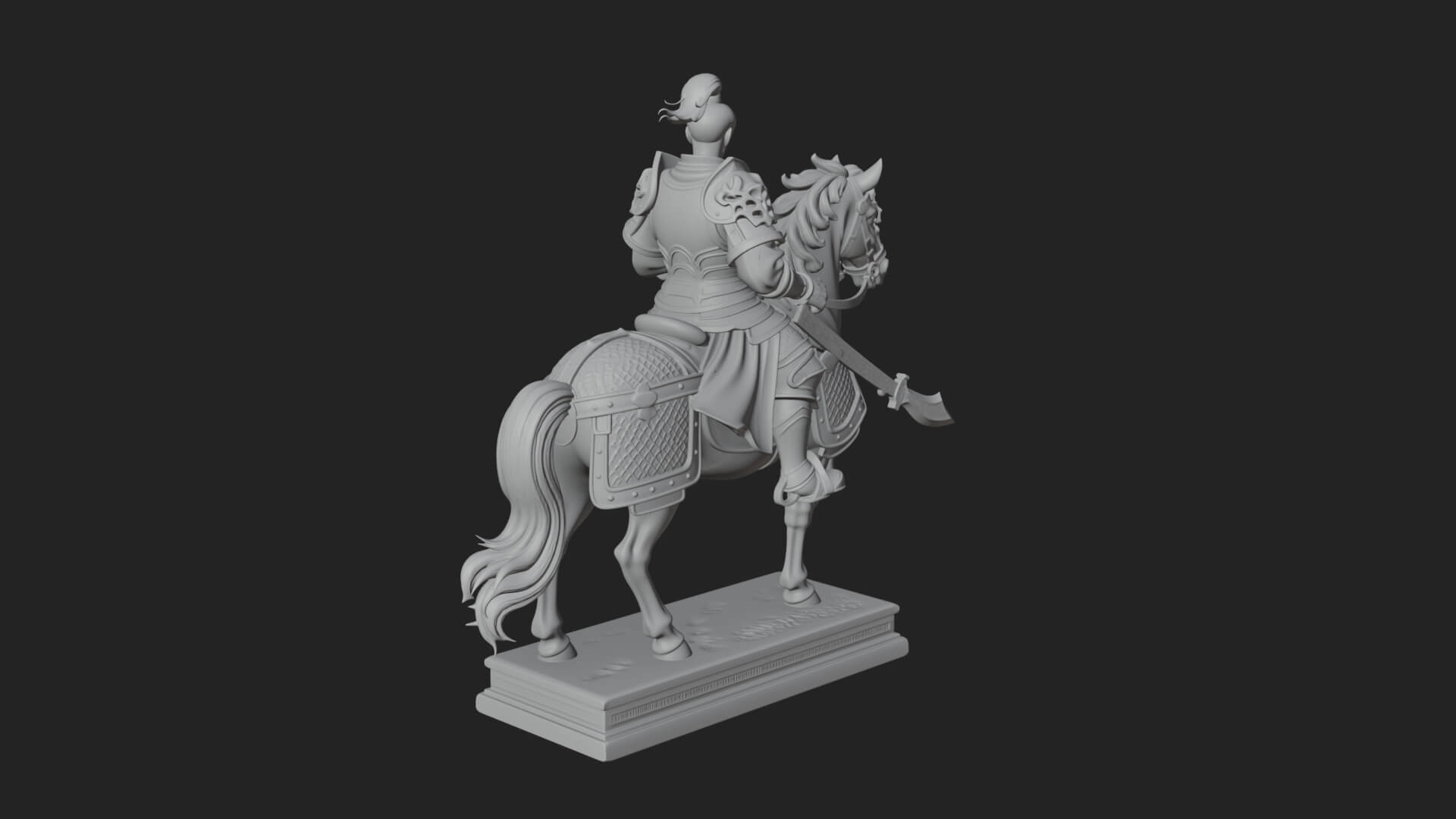Mounted Armored General Statue Design 2 3D Print Model 3D Model