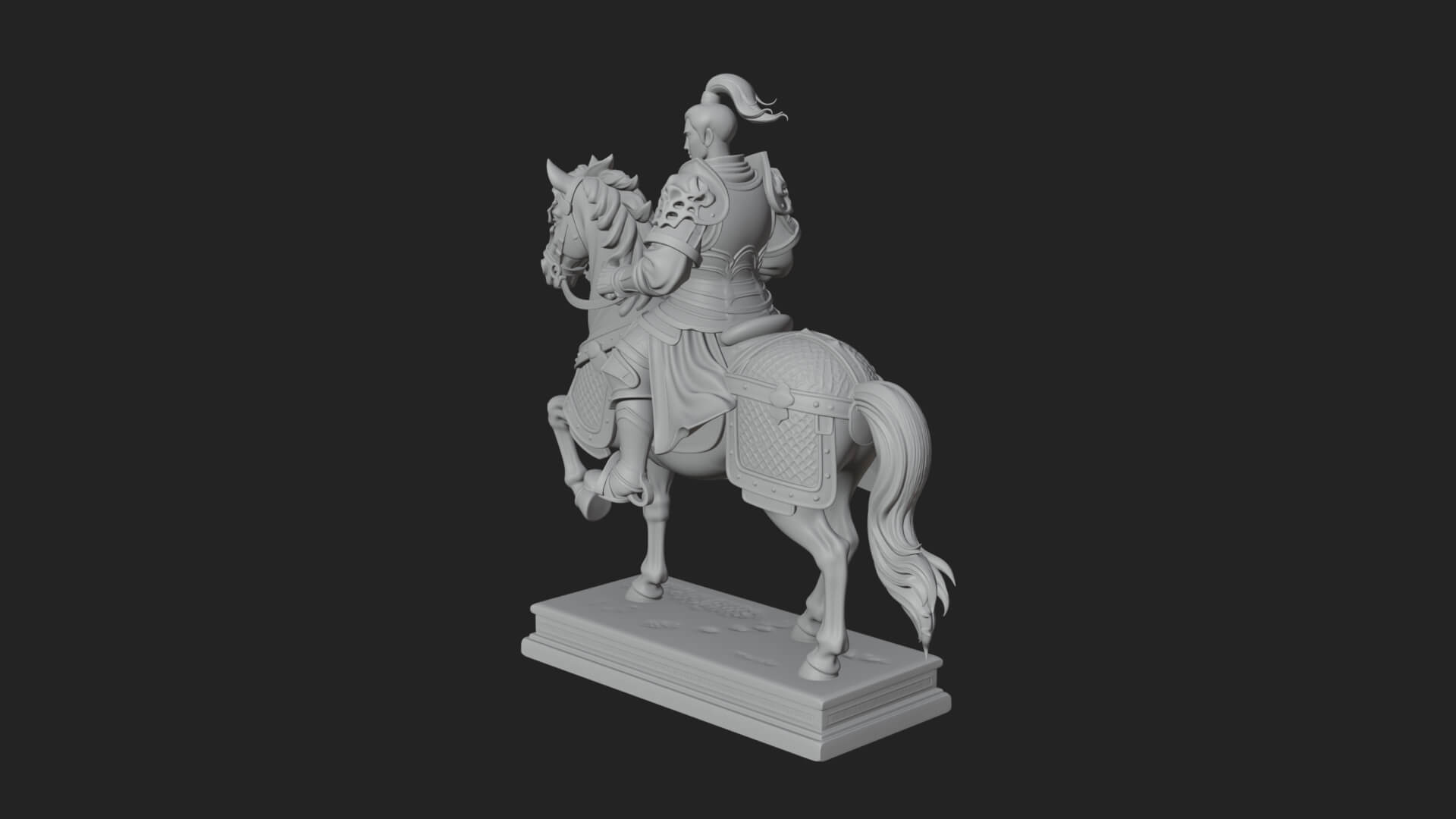 Mounted Armored General Statue Design 2 3D Print Model 3D Model