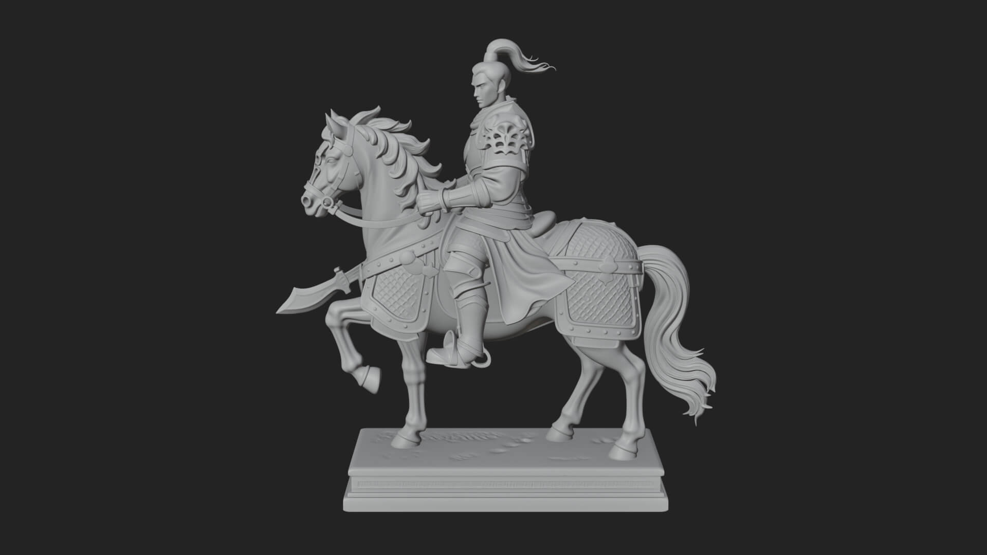 Mounted Armored General Statue Design 2 3D Print Model 3D Model