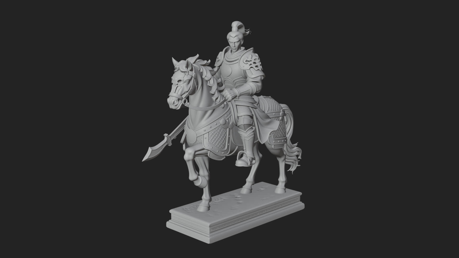Mounted Armored General Statue Design 2 3D Print Model 3D Model