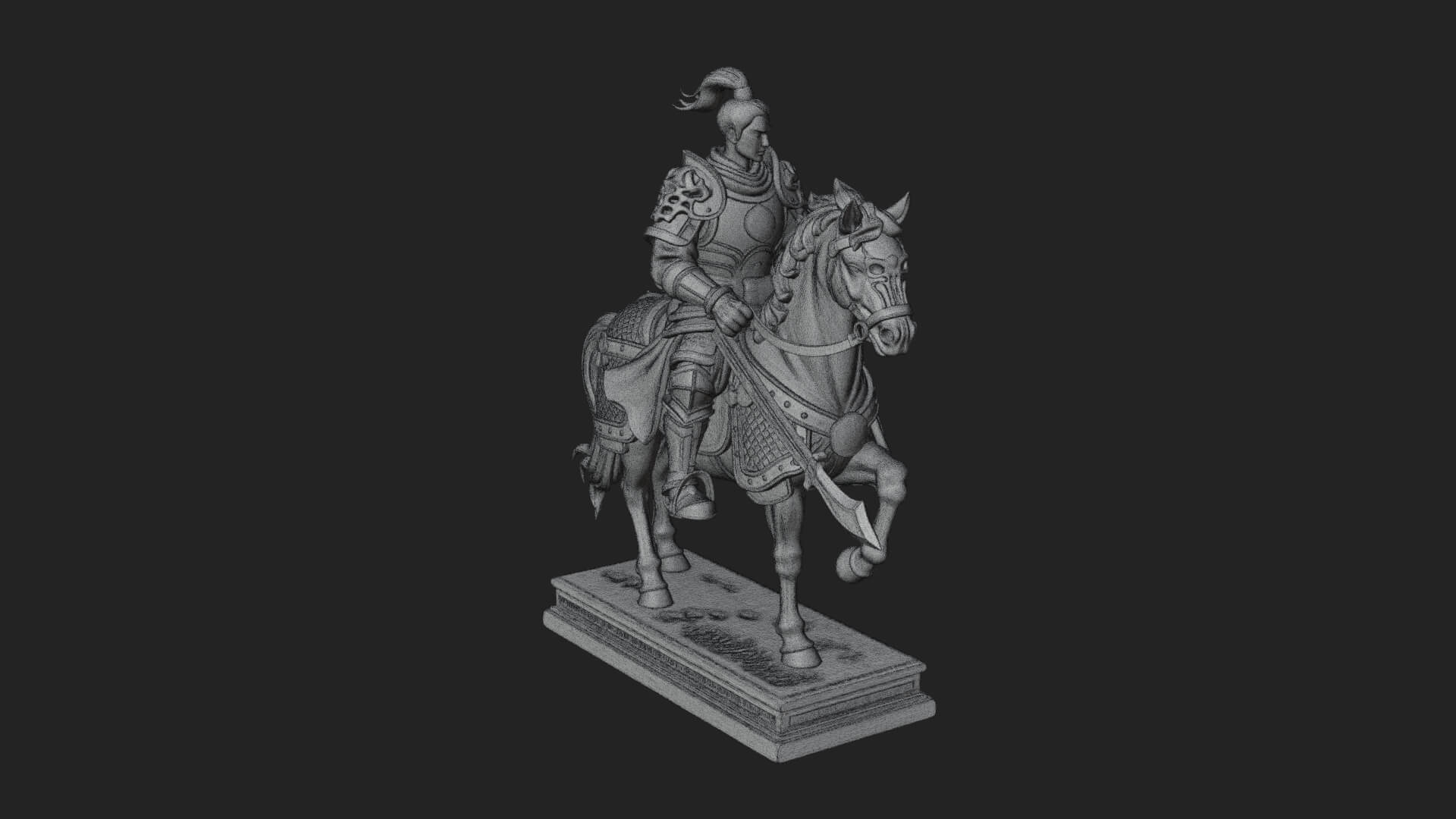 Mounted Armored General Statue Design 2 3D Print Model 3D Model