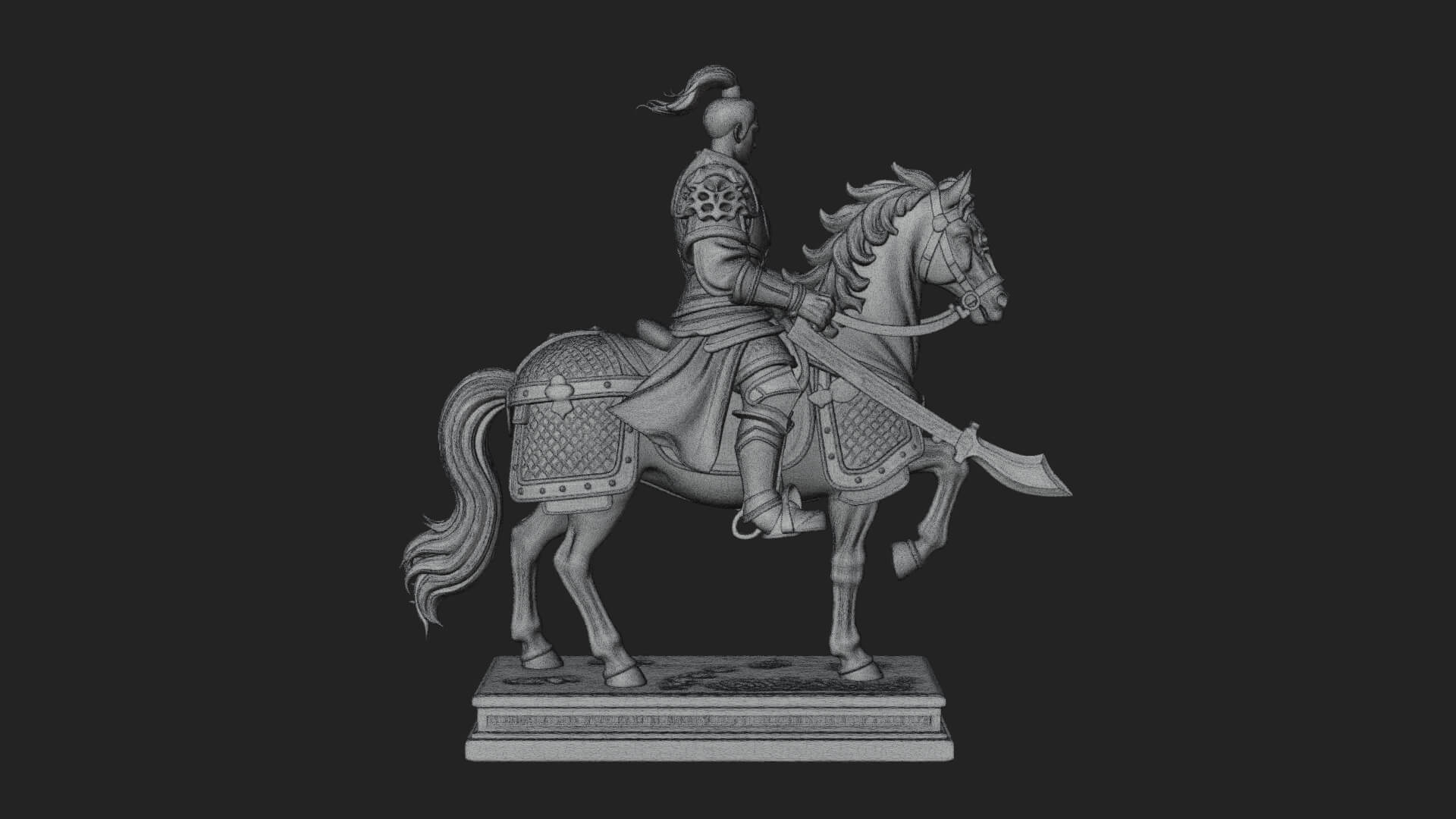 Mounted Armored General Statue Design 2 3D Print Model 3D Model