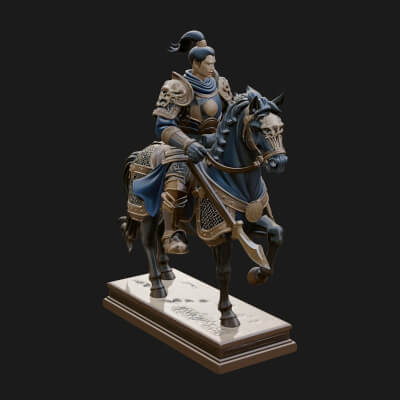 Mounted Armored General Statue Design 2 3D Print Model
